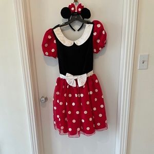 Disney Minnie Mouse Costume with ears and yellow shoes, Halloween